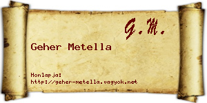 Geher Metella névjegykártya